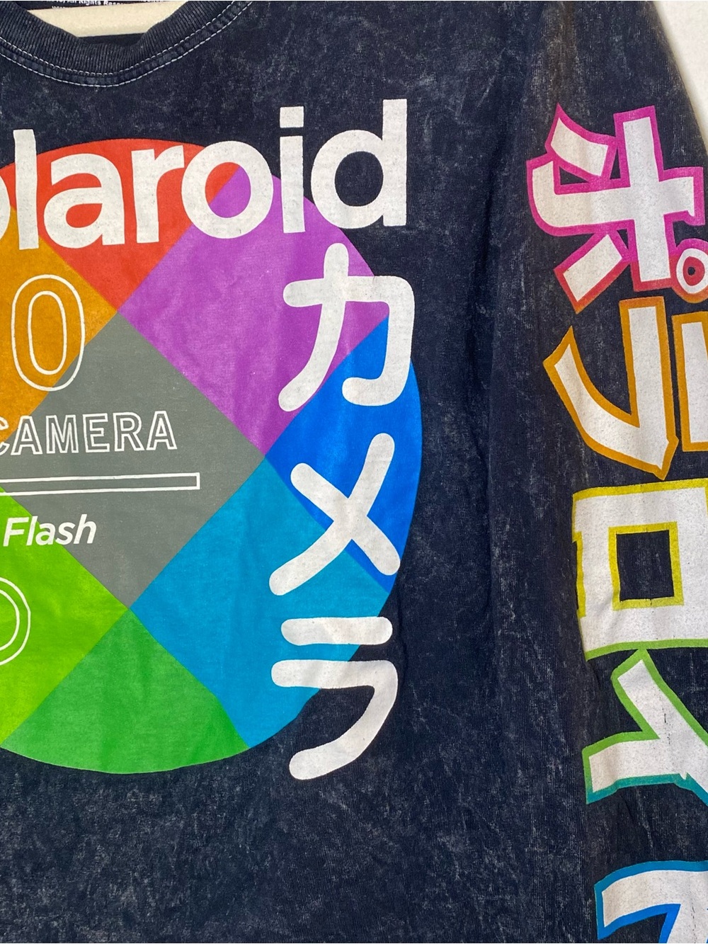 Women’s Medium Polaroid Crop Top T Shirt Long Sleeve Rainbow Graphic Photography - Picture 2 of 6